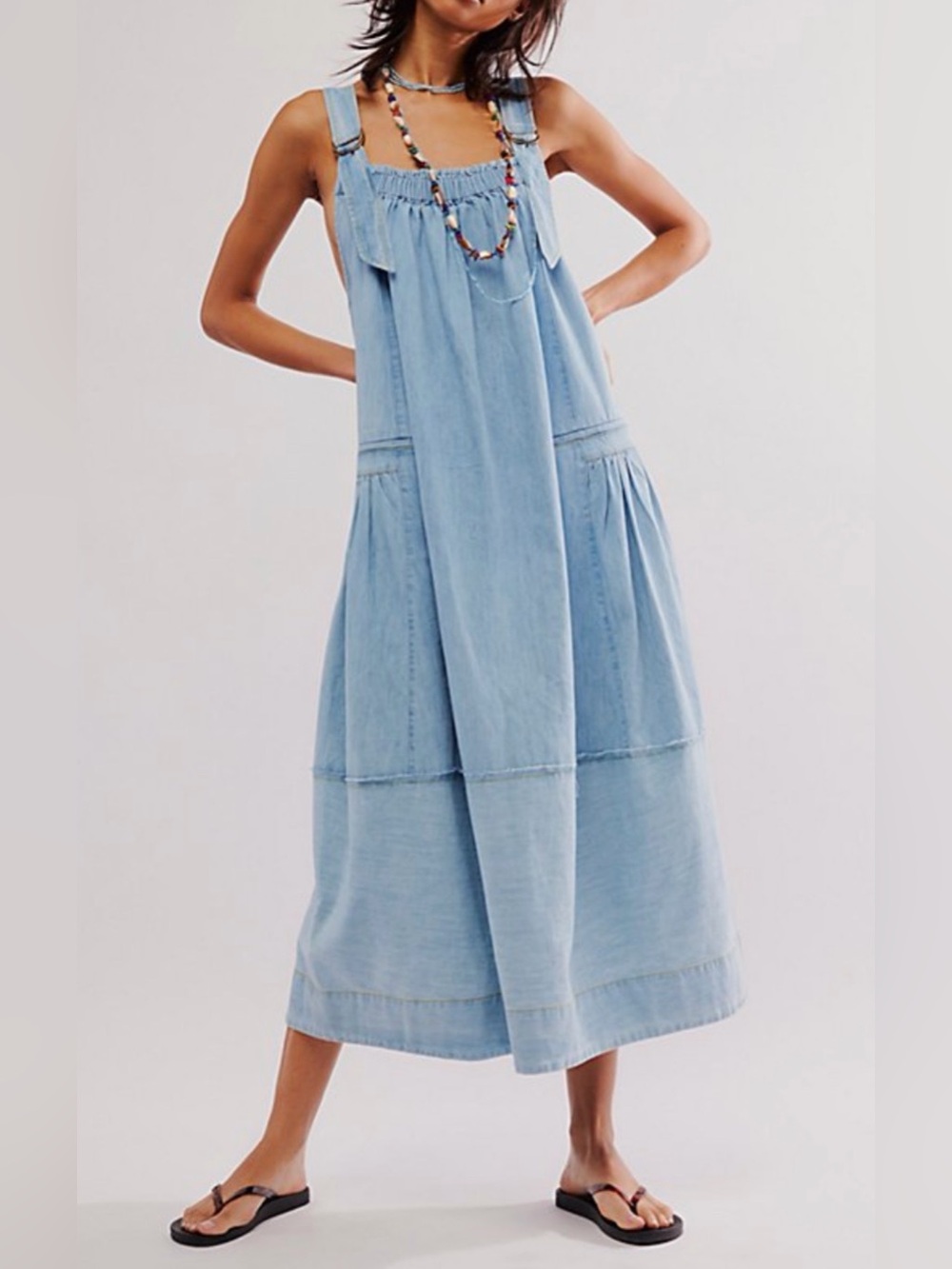 New Free People Machu Barrel Overall Midi Dress - Picture 5 of 16